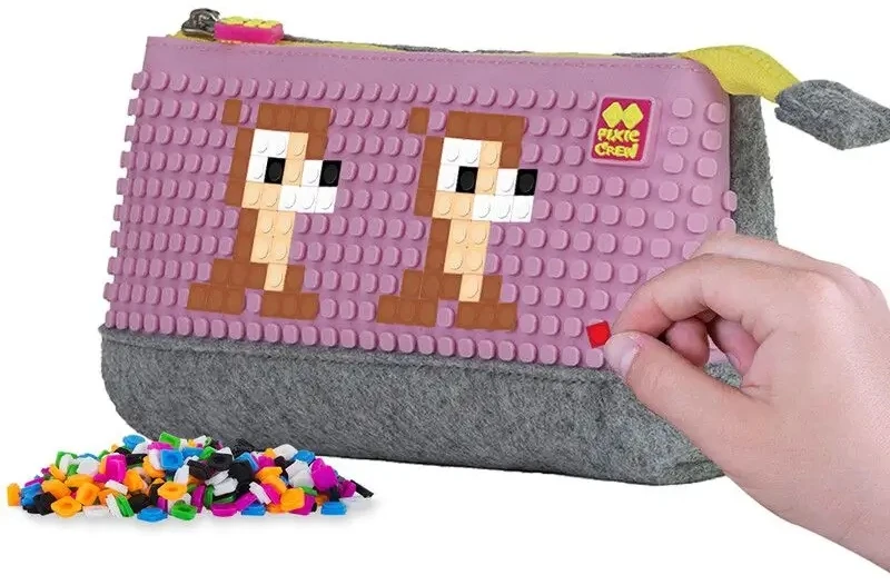 Pixelbags Pixie Crew pieštukinė su rožiniu skydeliu, 20.3x12x3.7 cm