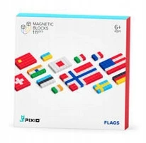 Magnetiniai kūrybiniai PIXIO FLAGS kaladėlės mokymuisi apie pasaulio vėliavas, vaikams nuo 6 metų