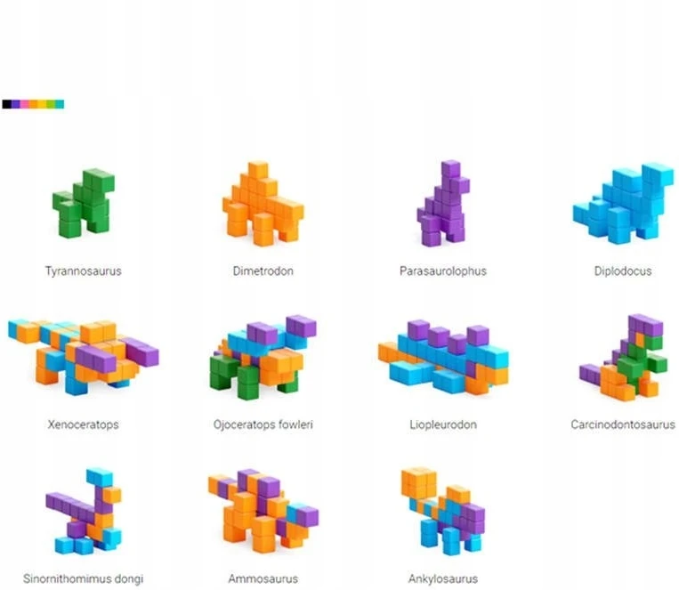 PIXIO MAGNETINIAI BLOKAI - MINI DINOS 80 VNT