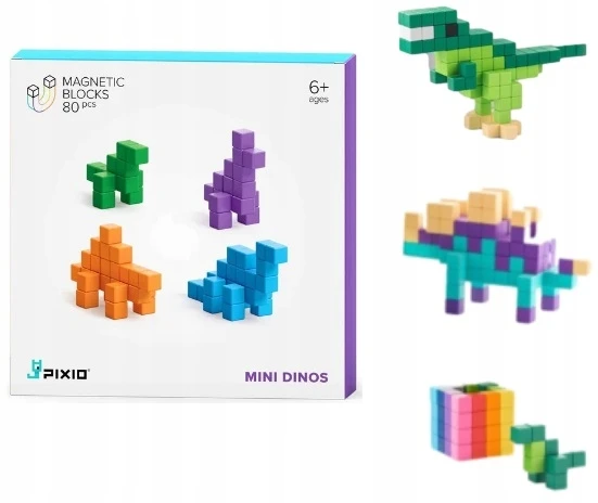 PIXIO MAGNETINIAI BLOKAI - MINI DINOS 80 VNT