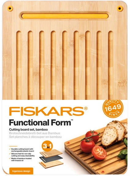 Fiskars Functional Form bambukinių pjaustymo lentelių rinkinys