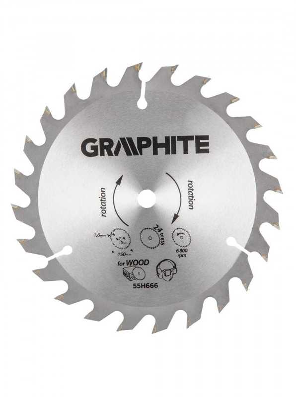 Pjovimo diskas GRAPHITE 150 x 10 mm, 24 dantys, medienai
