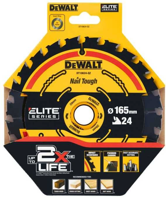 Pjovimo diskas medienai DeWalt; 165x1,65x20,0 mm; Z24; 18°