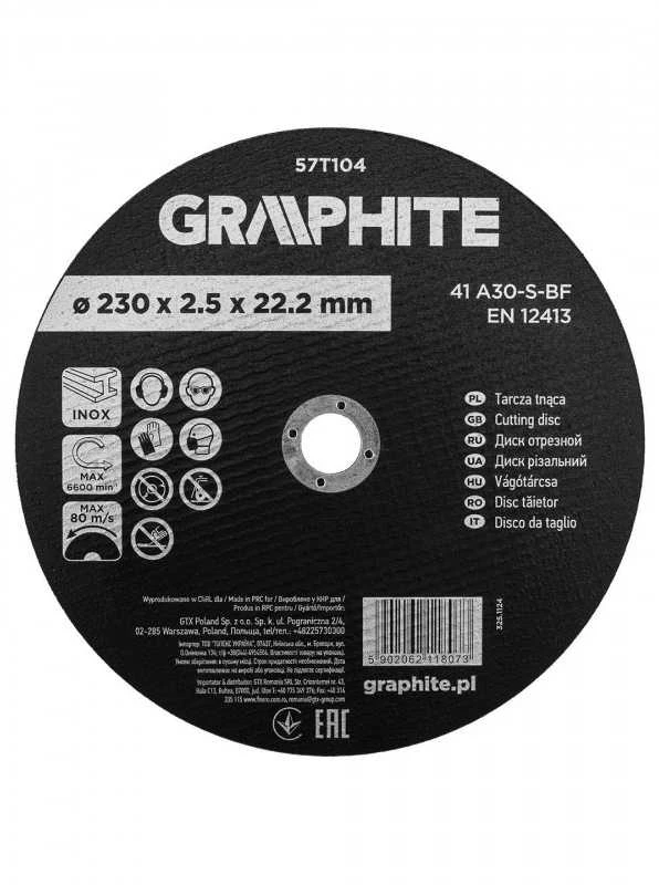 Graphite Pjovimo diskas, metalo/Inox 230 x 2,5 x 22,2 mm, 41 A30-S-BF „Corunsum“