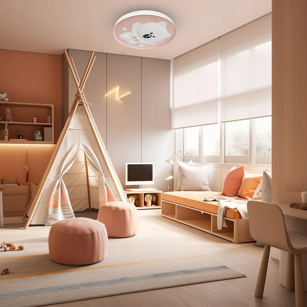 Lubinis šviestuvas Plafon MIlagro Bear pink Led ceiling light 34 W