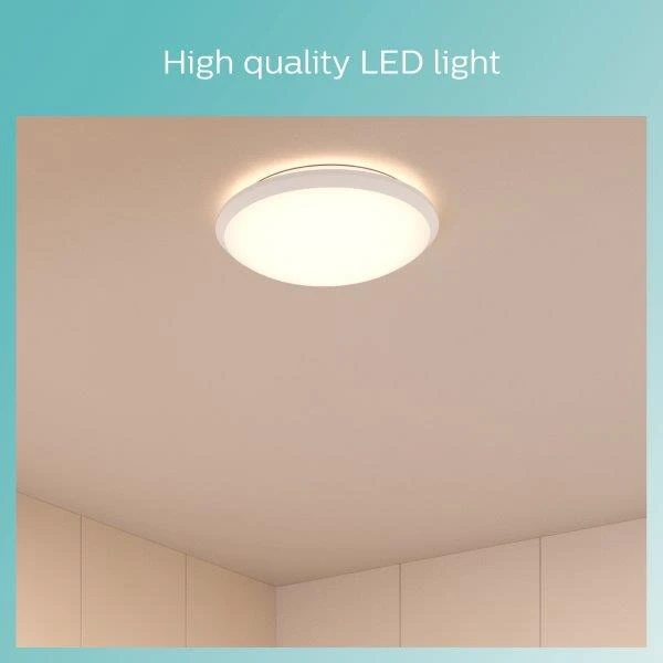 Lubinis šviestuvas Plafoninis LED šviestuvas PHILIPS CAVANAL, 12 W, 2700 K, 1200 lm, IP44, dimer., baltos sp., Ø25 cm