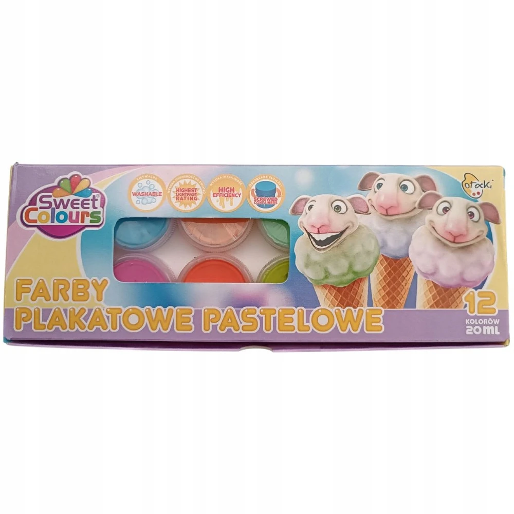 Plakatinių dažų rinkinys "sweet Colours", 12 pastelinių spalvų, 20 ml