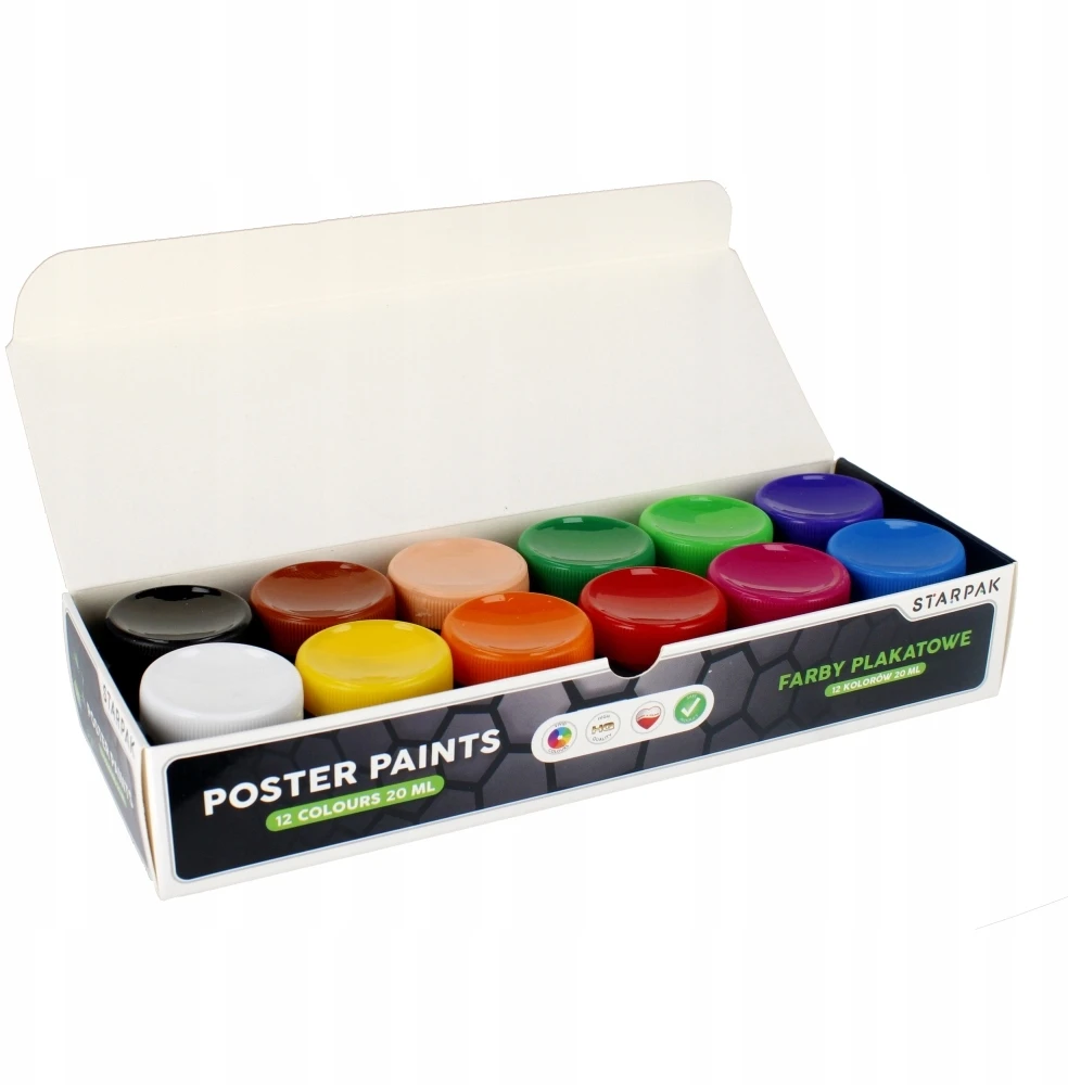 Plakatų dažai 12 spalvų 20 ml "football" Starpak