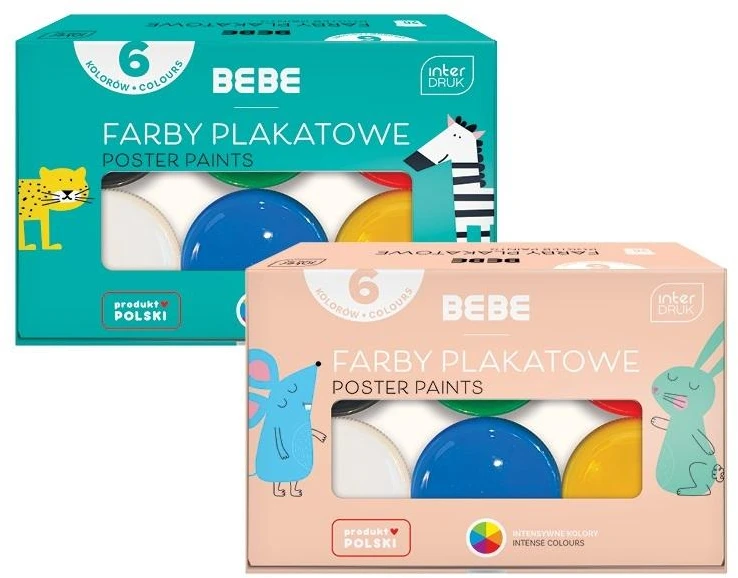 Teka Plakatų dažai Bebe Interdruk, 6 spalvos, 6x20 ml