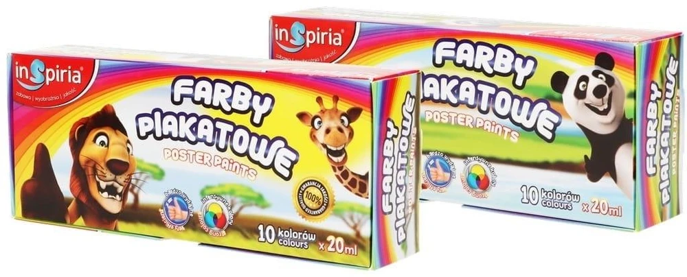 Schemat Plakatų dažai Inspiria, 10 spalvų po 20 ml