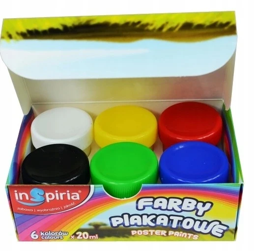 Plakatų dažai Schemat, 6 spalvų rinkinys, 20 ml