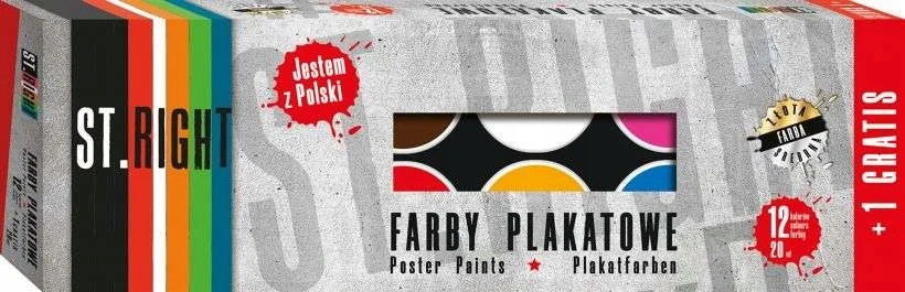 Plakatų dažai St. Majewski, 12 vnt. x 20 ml