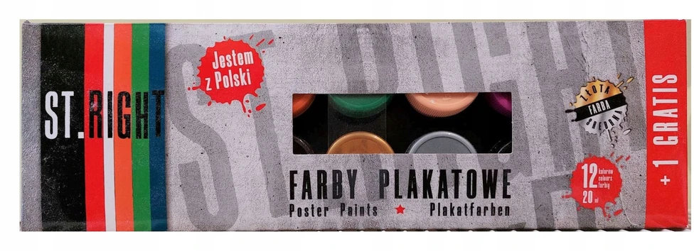 Plakatų dažai St. Majewski, 12 vnt. x 20 ml