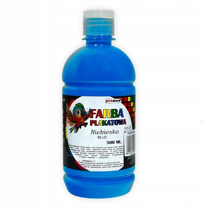PLAKATŲ DAŽŲ RINKINYS 12 vnt x 0,5L efektyvūs PENWORD plakatų dažai 500 ml