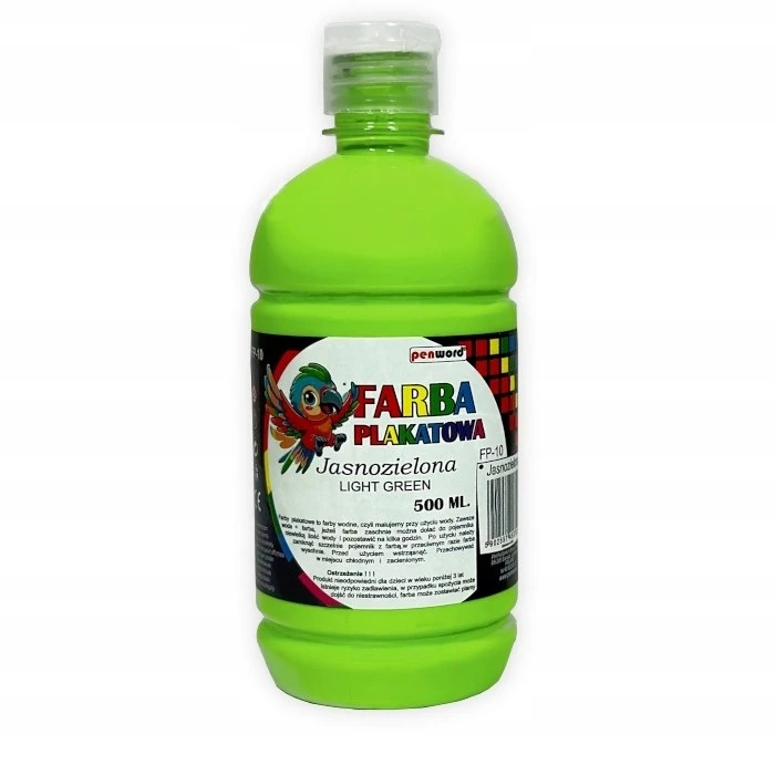 PLAKATŲ DAŽŲ RINKINYS 12 vnt x 0,5L efektyvūs PENWORD plakatų dažai 500 ml