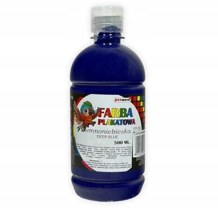 PLAKATŲ DAŽŲ RINKINYS 12 vnt x 0,5L efektyvūs PENWORD plakatų dažai 500 ml