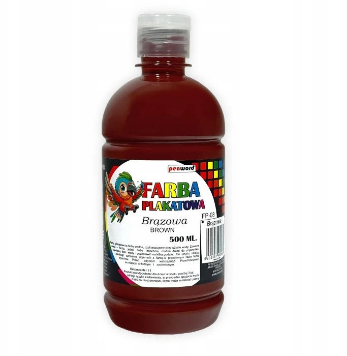 PLAKATŲ DAŽŲ RINKINYS 12 vnt x 0,5L efektyvūs PENWORD plakatų dažai 500 ml