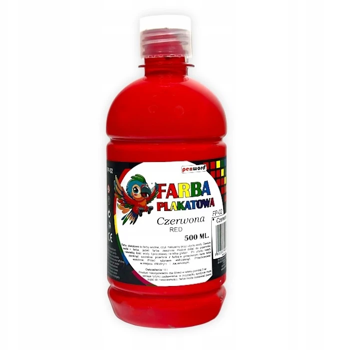 PLAKATŲ DAŽŲ RINKINYS 12 vnt x 0,5L efektyvūs PENWORD plakatų dažai 500 ml