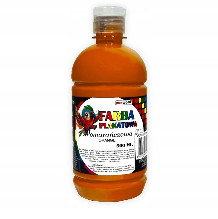 PLAKATŲ DAŽŲ RINKINYS 12 vnt x 0,5L efektyvūs PENWORD plakatų dažai 500 ml
