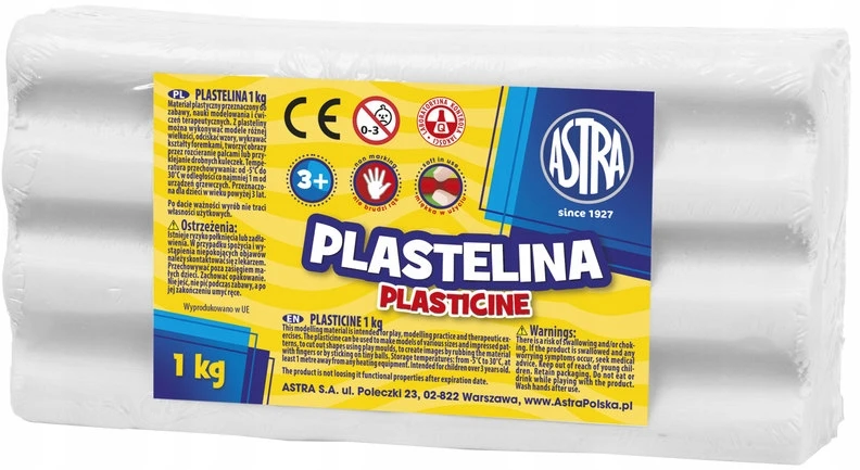 Plastelina Astra 1kg balta