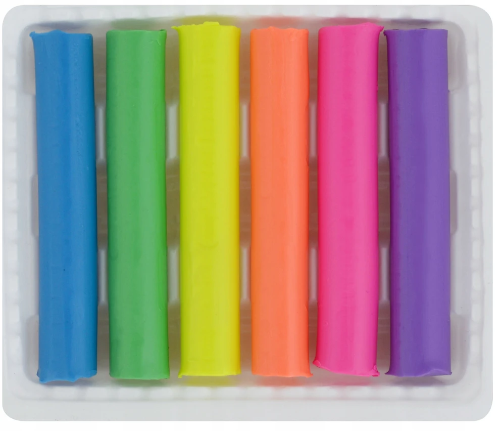 PLASTELINA FLUORESCENCYJNA NEONOWA SZKOLNA OKRĄGŁA Cricco masa 6 kolorów