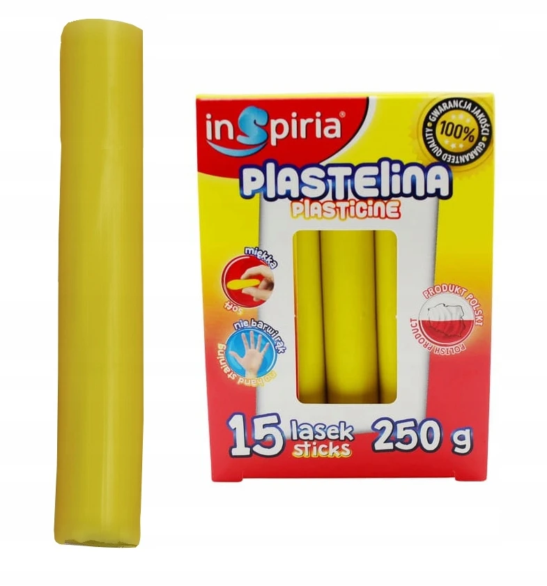 Teka Plastelina Geltona Komplet 15 Lasek Szkolna Plastyczna 250g Inspiria 9844