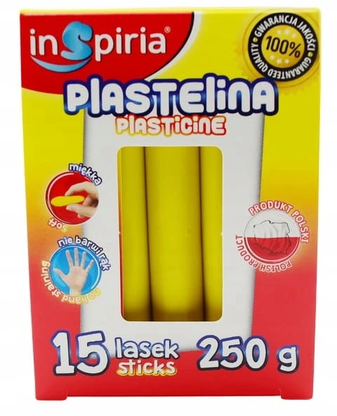 Teka Plastelina Geltona Komplet 15 Lasek Szkolna Plastyczna 250g Inspiria 9844