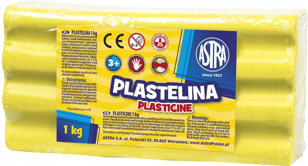 Plastelinas Astra 1kg, citrinos spalvos