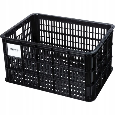 Plastikinė dviratė dėžė Basil - Dviratė modelis Crate - Juoda - Palaikymas pridedamas - 25L - Poilsio dviratis