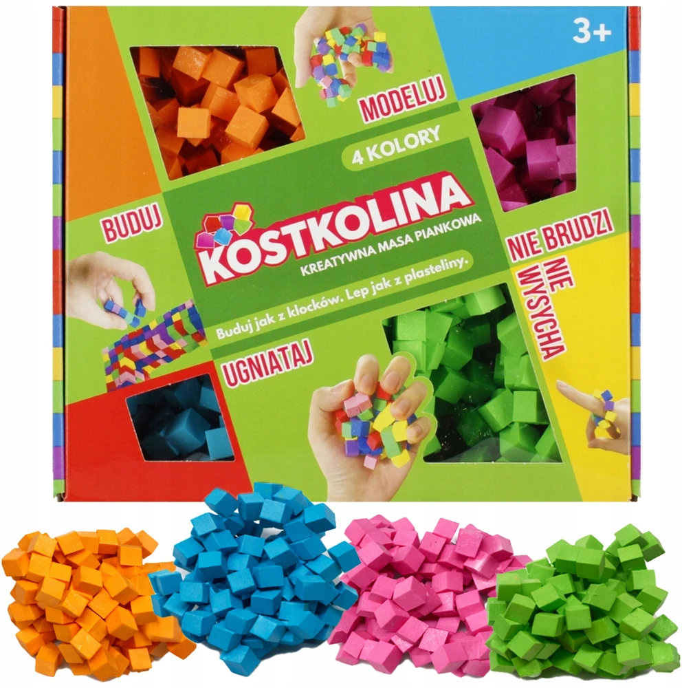 PLASTIKINĖ MASĖ Kostkolina VAIKAMS 4 SPALVŲ meno ir žaidimų žaislų rinkinys