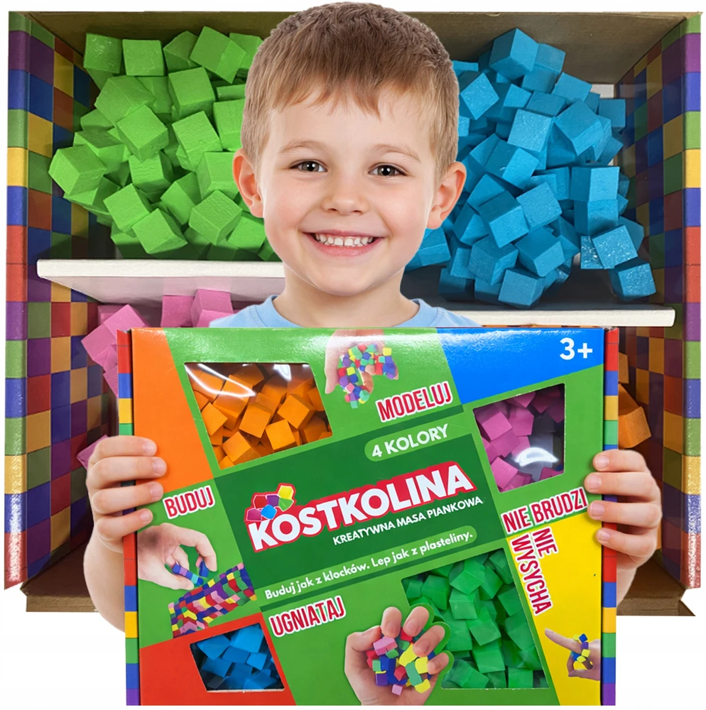 PLASTIKINĖ MASĖ Kostkolina VAIKAMS 4 SPALVŲ meno ir žaidimų žaislų rinkinys