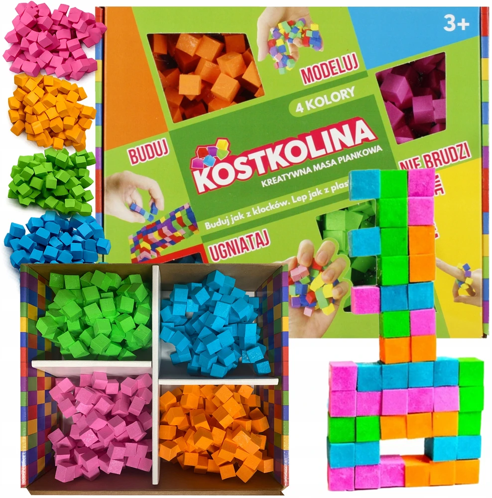 PLASTIKINĖ MASĖ Kostkolina VAIKAMS 4 SPALVŲ meno ir žaidimų žaislų rinkinys