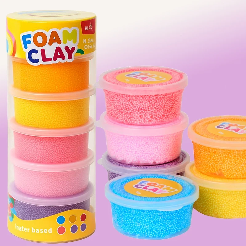 PLASTIKINĖ MASĖ SU KAMULIAIS FOAM CLAY Creative putplastis PIANKOLINA 6 vnt.