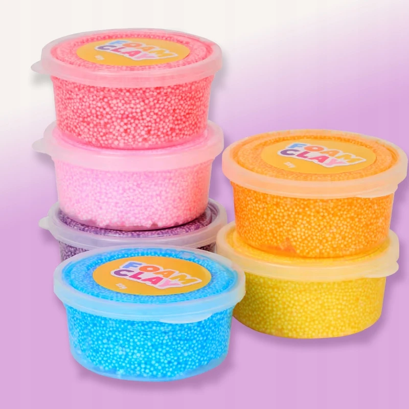 PLASTIKINĖ MASĖ SU KAMULIAIS FOAM CLAY Creative putplastis PIANKOLINA 6 vnt.