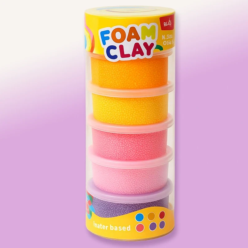 PLASTIKINĖ MASĖ SU KAMULIAIS FOAM CLAY Creative putplastis PIANKOLINA 6 vnt.