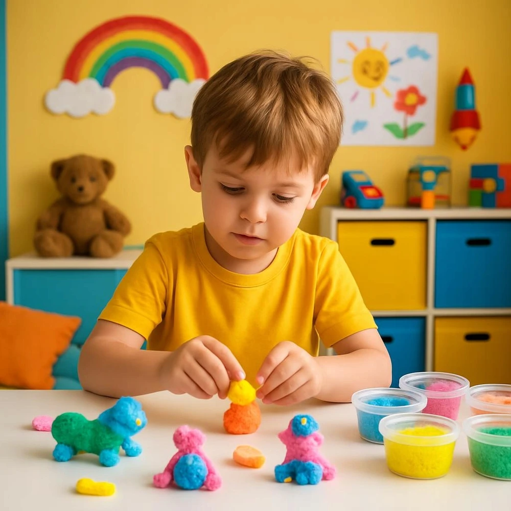 PLASTIKINĖ MASĖ SU KAMULIAIS FOAM CLAY Creative putplastis PIANKOLINA 6 vnt.