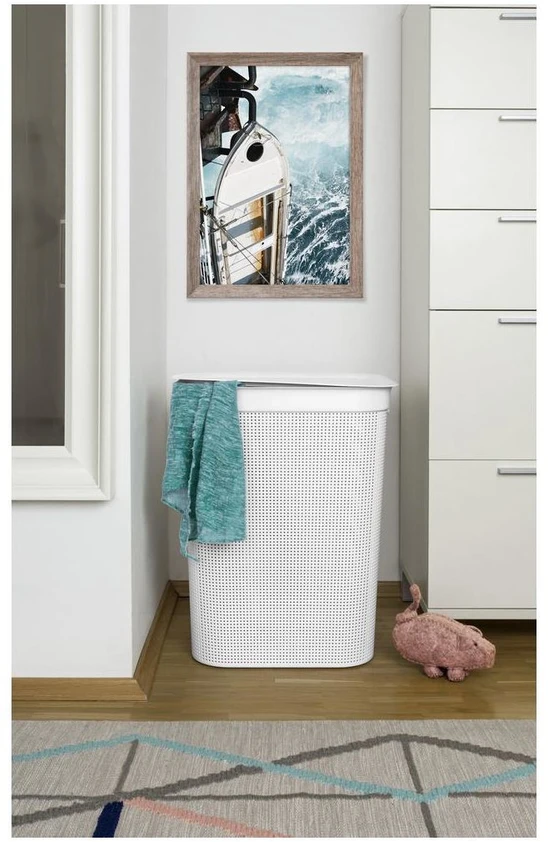 Plastikinė skalbinių dėžė CURVER MY STYLE, pieno sp., 60 x 43 x 33 cm, 55 L