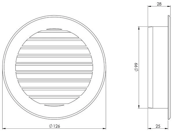 Plast. ventiliacijos grotelės EUROPLAST VR100M, D100, juodos