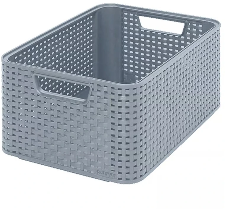 Plastikinis krepšys CURVER RATTAN STYLE, S, tams. pilkos sp., 29 x 20 x h13 cm, 6 l