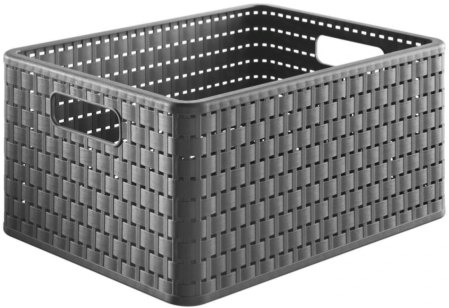 Plastikinis krepšys CURVER RATTAN STYLE, S, tams. pilkos sp., 29 x 20 x h13 cm, 6 l