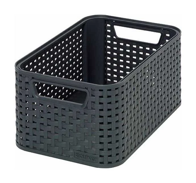 Plastikinis krepšys CURVER RATTAN STYLE, S, tams. pilkos sp., 29 x 20 x h13 cm, 6 l