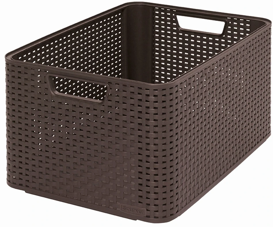 Plastikinis krepšys CURVER RATTAN STYLE, L, tam. pilkos sp., 44 x 33 x 23 cm, 30 l