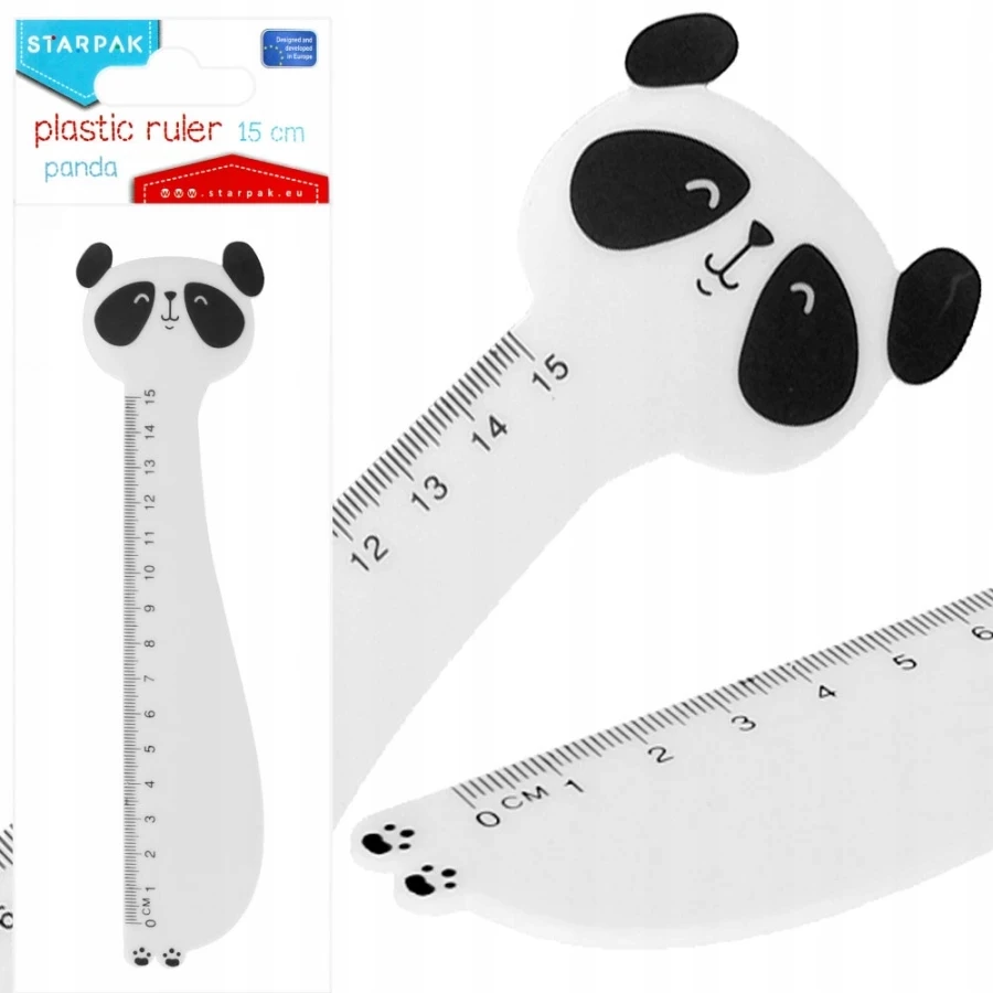 Plastikinis liniuotė 15cm Panda Starpak