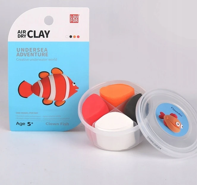 PLASTIKINIS MASĖS RINKINYS IŠ 12 VIENŲ SUPER MOLIO PUTOLO ŽUVŲ VANDENYNAS DIZAINAS