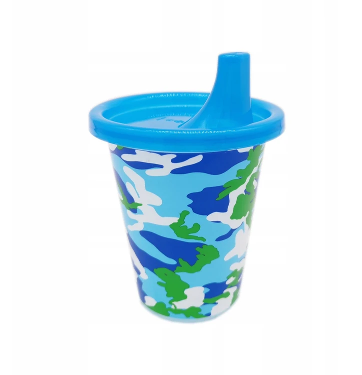 Plastikinis neišsiliejantis puodelis + snapelis 296 ml, 3 dizaino