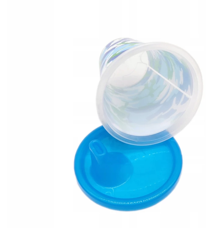 Plastikinis neišsiliejantis puodelis + snapelis 296 ml, 3 dizaino
