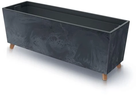 Prosperplast Plastikinis vazonas URBI CASE BETON EFFECT W, su įdėklu, tamsiai pilkos sp., 58 x 18 x 20 cm