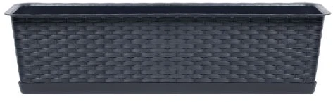 Prosperplast Plastikinis vazonas URBI CASE BETON EFFECT W, su įdėklu, tamsiai pilkos sp., 58 x 18 x 20 cm