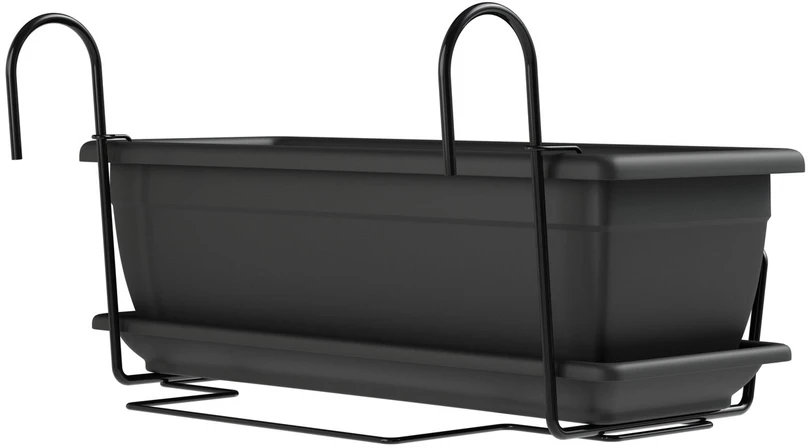 Prosperplast Plastikinis vazonas URBI CASE BETON EFFECT W, su įdėklu, tamsiai pilkos sp., 58 x 18 x 20 cm