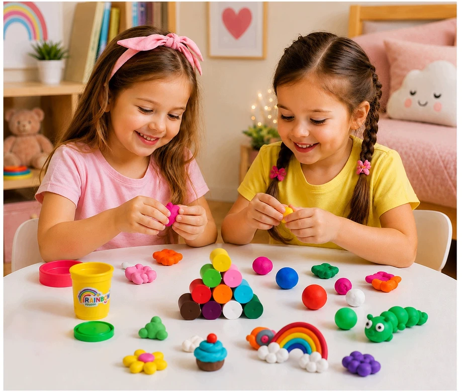 Plastilinas lipni masė makaronų gaminimo mašinėlė sensorinis žaislas rinkinys vaikams 24 elementai click4toys